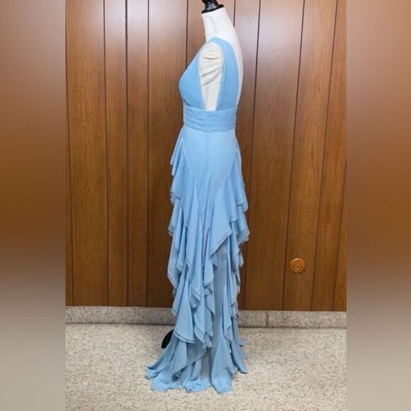 Alice + Olivia Asymmetric Ruffled Maxi Dress size 4 - Picture 9 of 14